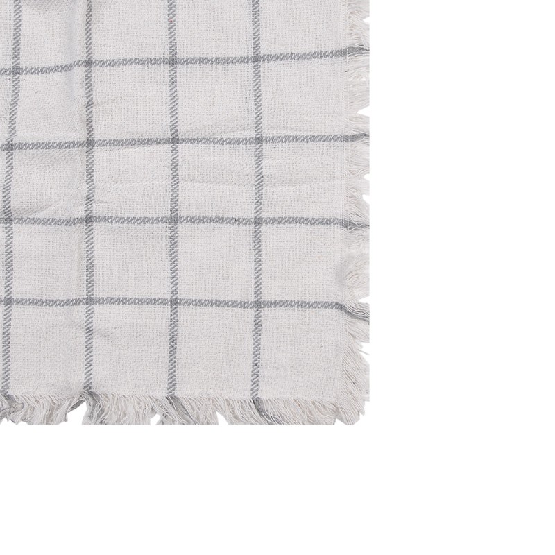 Clayre & Eef Plaid 125x150 cm Bianco Grigio Cotone Strisce