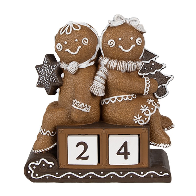 Clayre & Eef Décoration de Noël Image Bonhomme en pain d‘épice 11x4x13 cm Marron Plastique