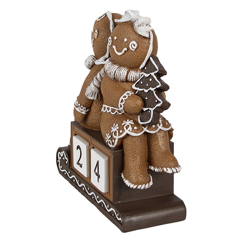 Clayre & Eef Décoration de Noël Image Bonhomme en pain d‘épice 11x4x13 cm Marron Plastique