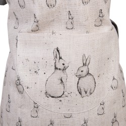 Clayre & Eef Kids' Kitchen Apron 56x48 cm Beige Grey Cotton Rabbit