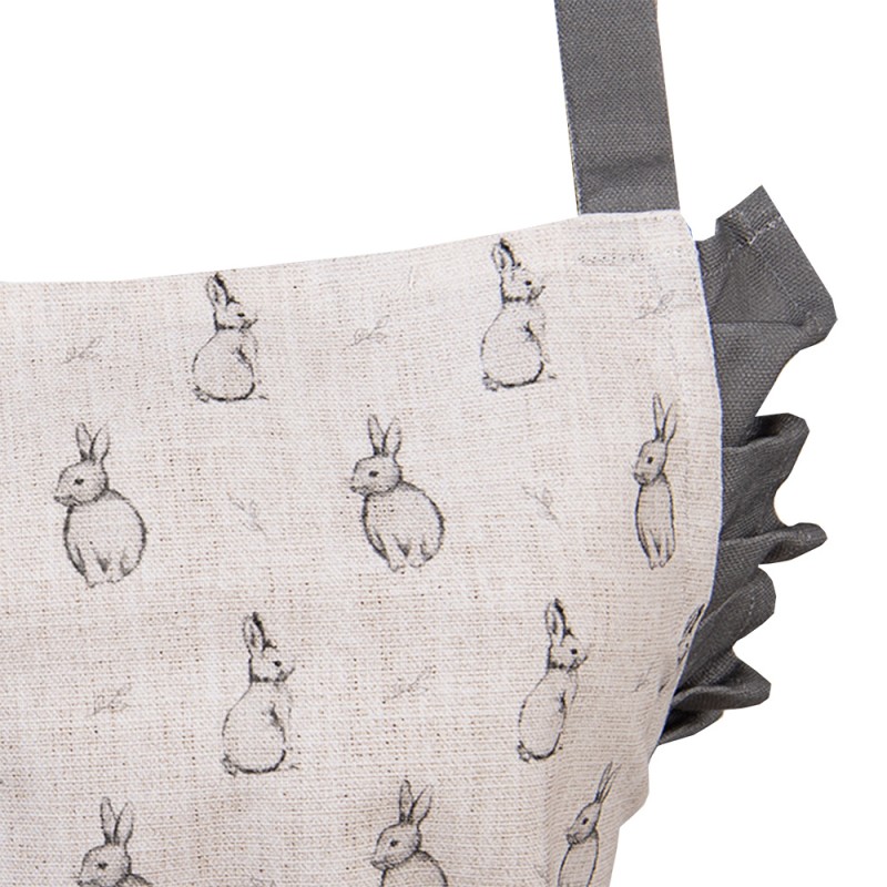 Clayre & Eef Keukenschort Kinderen 56x48 cm Beige Grijs Katoen Konijn