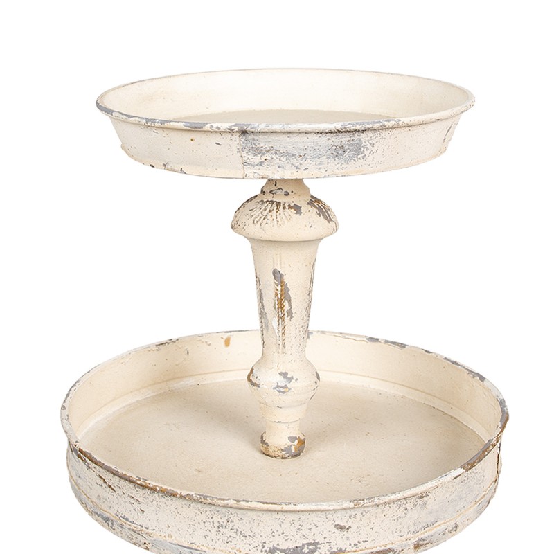 Clayre & Eef Etagere a 3 strati Ø 42x75 cm Beige Metallo