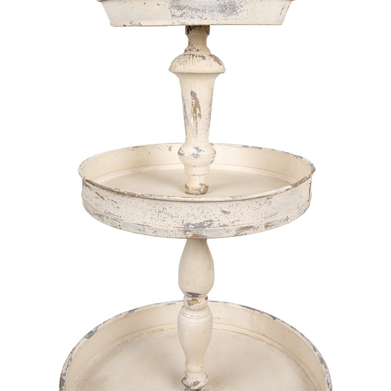 Clayre & Eef Etagere a 3 strati Ø 42x75 cm Beige Metallo