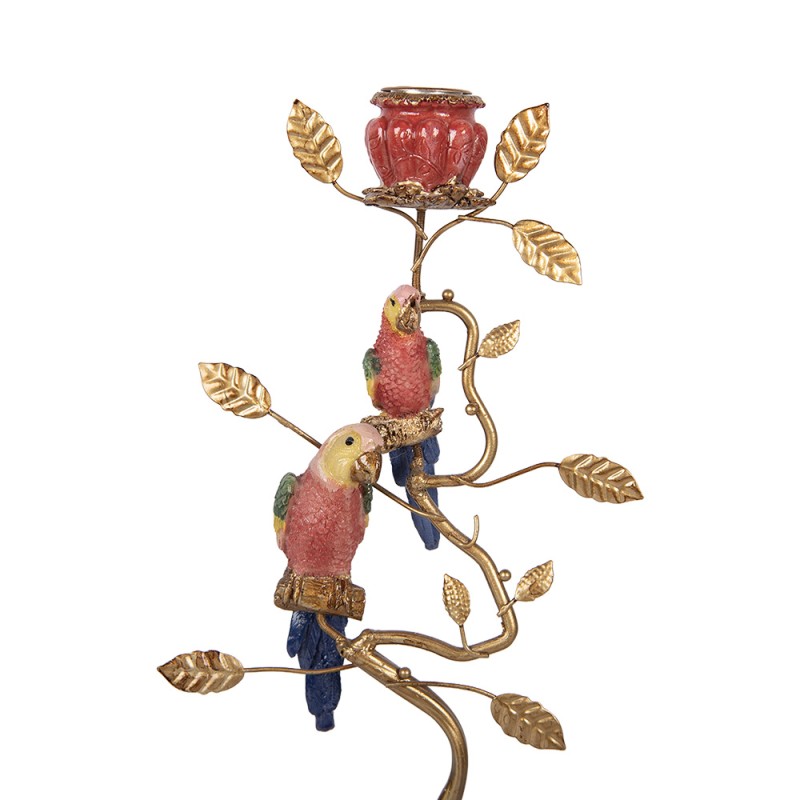 Clayre & Eef Kerzenständer 16x9x33 cm Goldfarbig Kunststoff