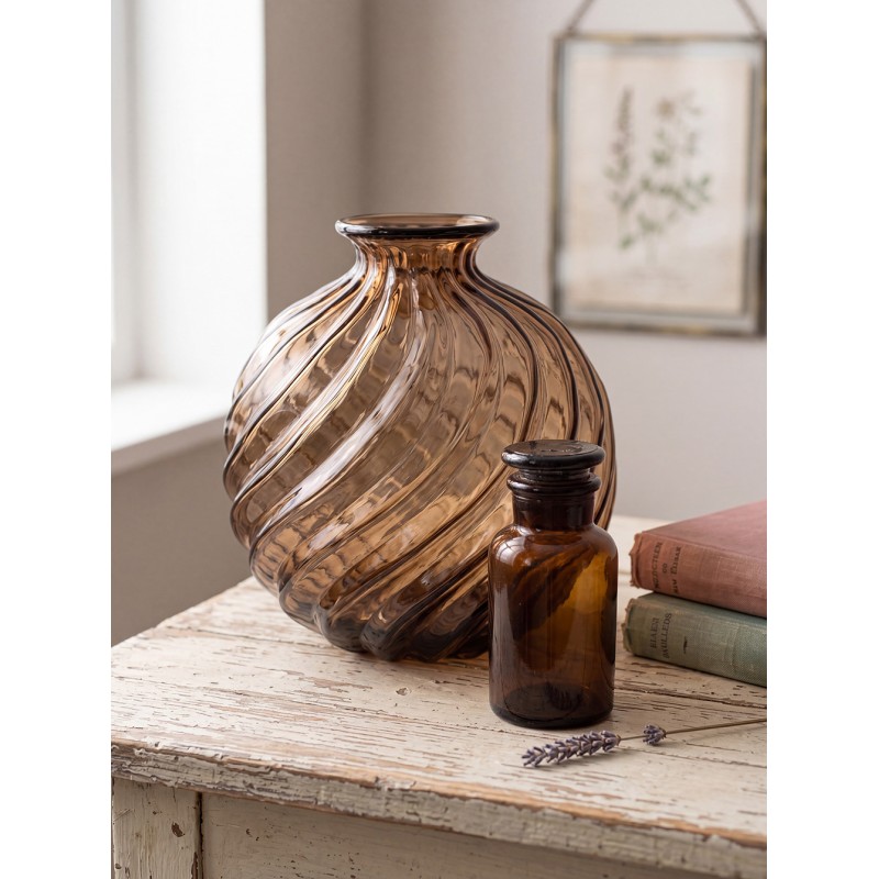 Clayre & Eef Decorative Bottle Ø 6x11 cm Brown Glass