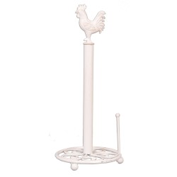 Clayre & Eef Keukenrolhouder Haan Ø 18x43 cm Wit IJzer