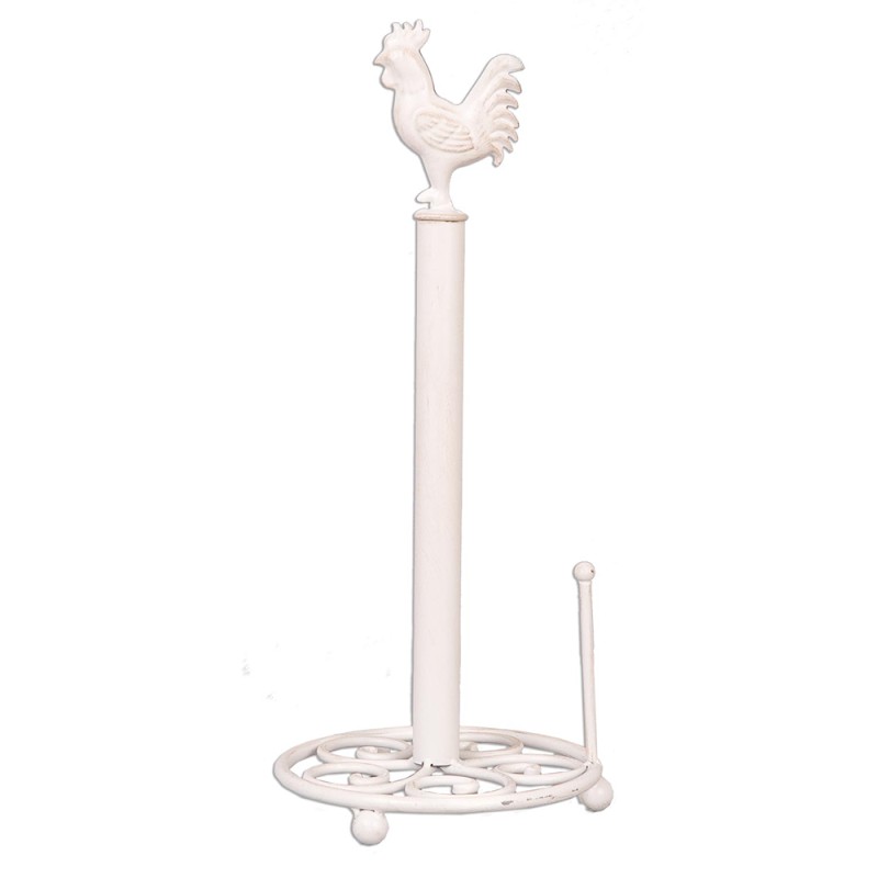 Clayre & Eef Keukenrolhouder Haan Ø 18x43 cm Wit IJzer