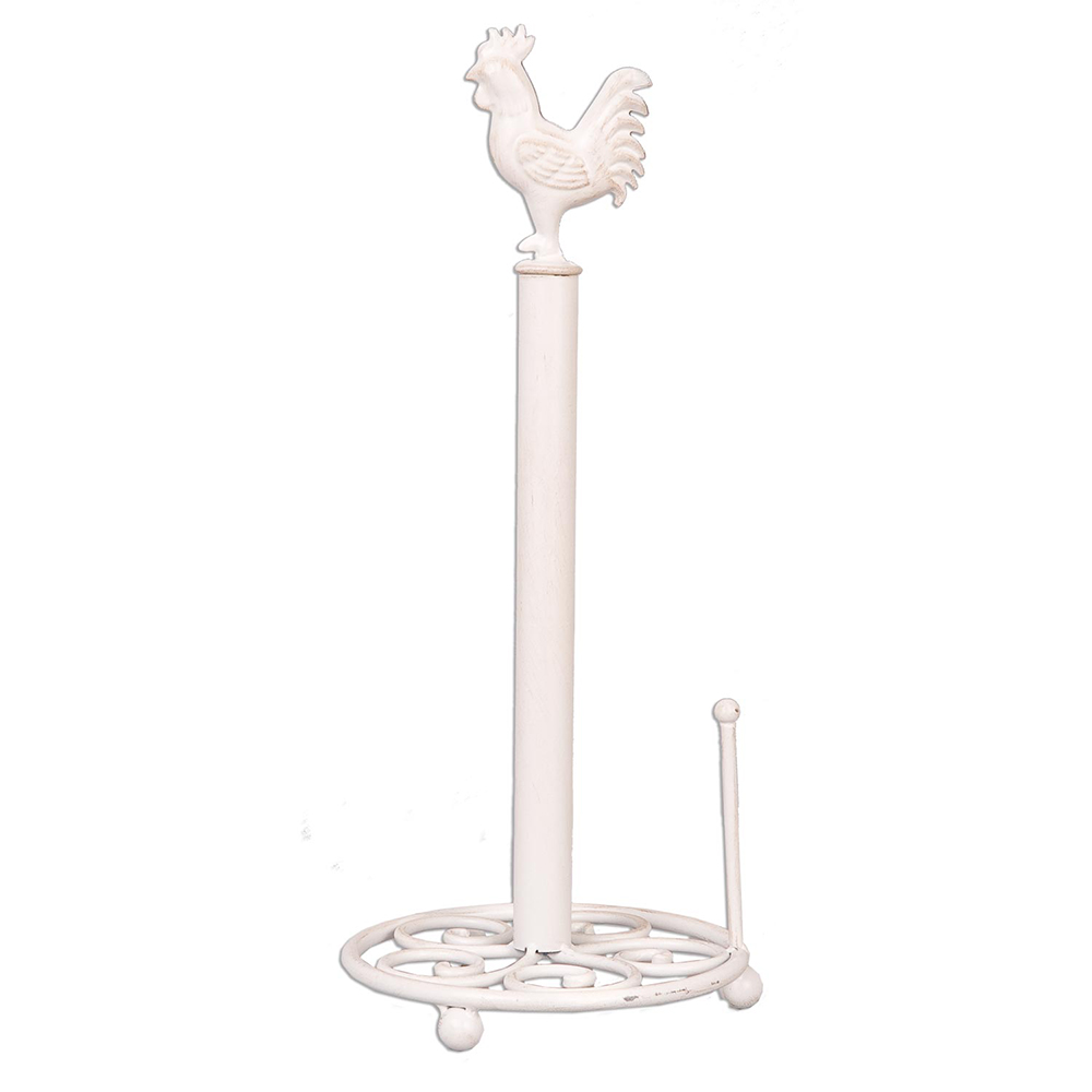 Clayre & Eef Keukenrolhouder Haan Ø 18x43 cm Wit IJzer afbeelding