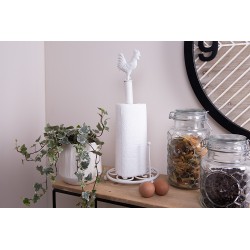 Clayre & Eef Keukenrolhouder Haan Ø 18x43 cm Wit IJzer