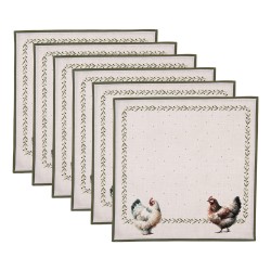 Clayre & Eef Servietten Baumwolle 6er Set 40x40 cm Beige Baumwolle