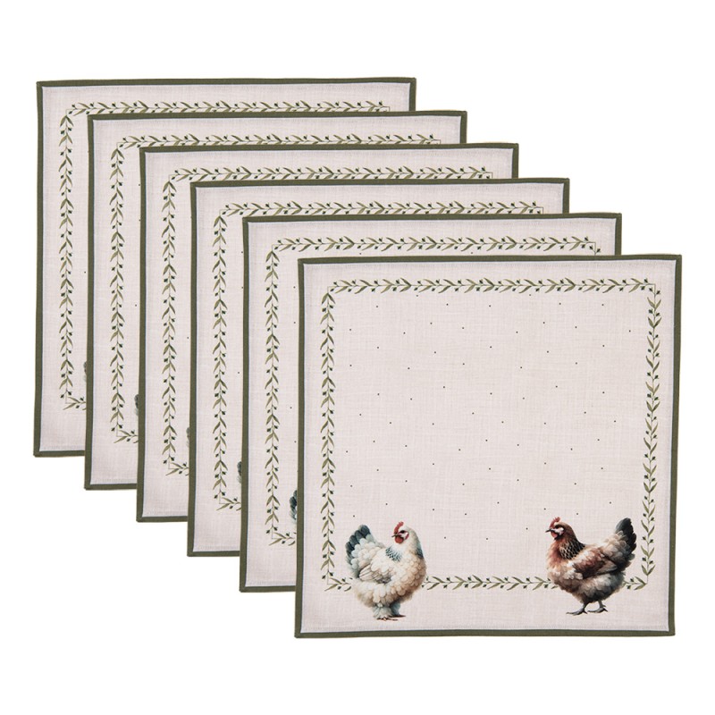 Clayre & Eef Servietten Baumwolle 6er Set 40x40 cm Beige Baumwolle