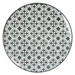 Clayre & Eef Piatto da cena Ø 26 cm Nero Bianco Ceramica