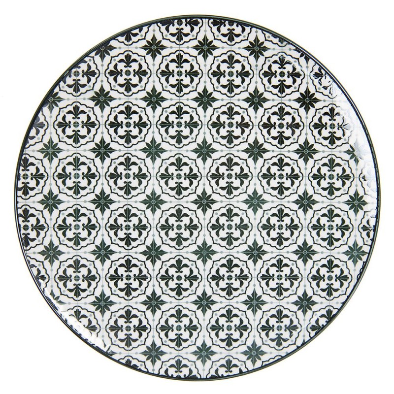Clayre & Eef Dinner Plate Ø 26 cm Black White Ceramic