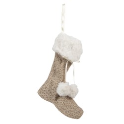 Clayre & Eef Kerstsok 20 cm Beige Synthetisch