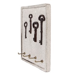 Clayre & Eef Key Rack 22x5x25 cm Beige Wood
