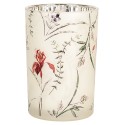 Clayre & Eef Tealight Holder Ø 12x18 cm Beige Glass Flowers