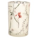 Clayre & Eef Tealight Holder Ø 12x18 cm Beige Glass Flowers