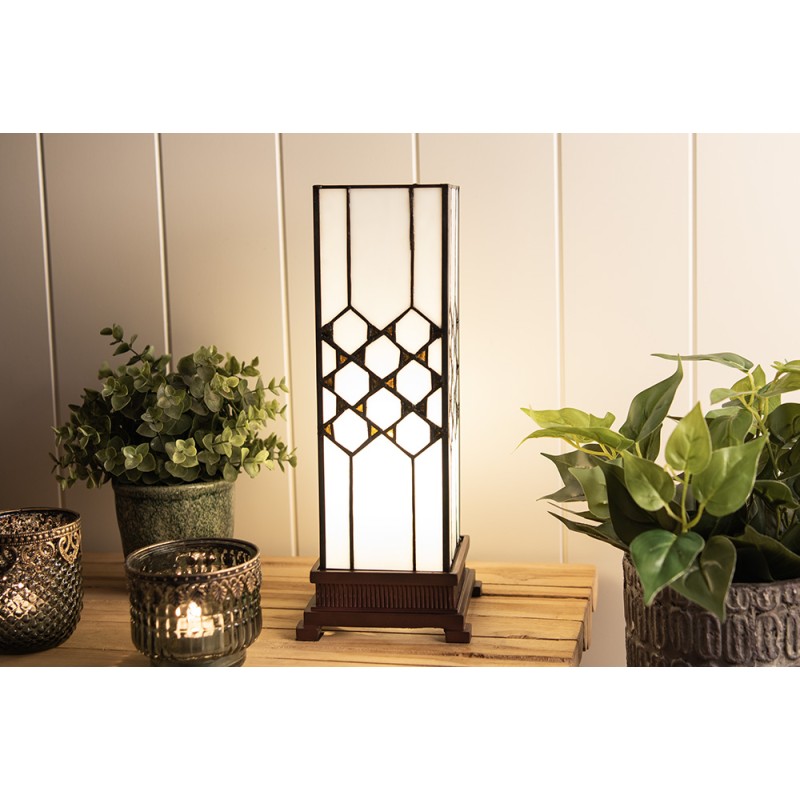Lumilamp Lampada da tavolo Tiffany 12x12x36 cm Bianco Vetro