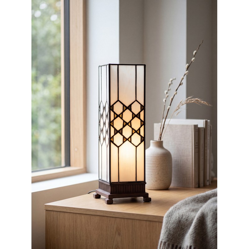Lumilamp Lampada da tavolo Tiffany 12x12x36 cm Bianco Vetro