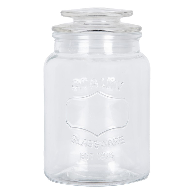 Clayre & Eef Pot de stockage Ø 11x18 cm Transparent Verre