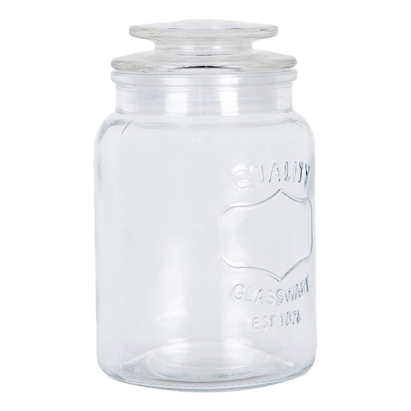 Clayre & Eef Pot de stockage Ø 11x18 cm Transparent Verre