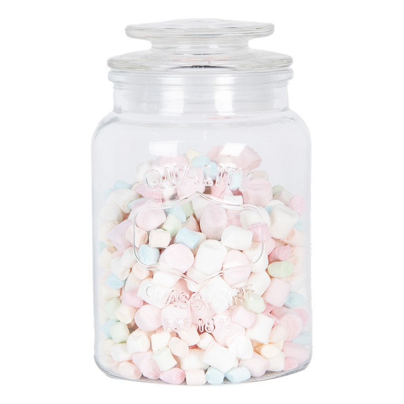 Clayre & Eef Pot de stockage Ø 11x18 cm Transparent Verre