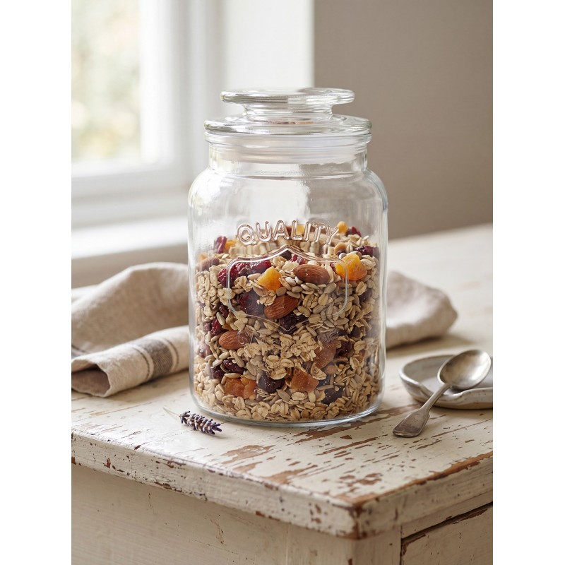 Clayre & Eef Pot de stockage Ø 11x18 cm Transparent Verre