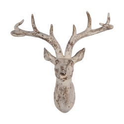 Clayre & Eef Decorazione murale Cervo 33x16x37 cm Beige Plastica