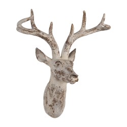 Clayre & Eef Decorazione murale Cervo 33x16x37 cm Beige Plastica