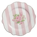Clayre & Eef Assiette de petit d‚jeuner Ø 20 cm Rose Blanc Porcelaine Roses