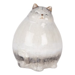 Clayre & Eef Dekorationsfigur Katze 14x13x18 cm Grau Keramik