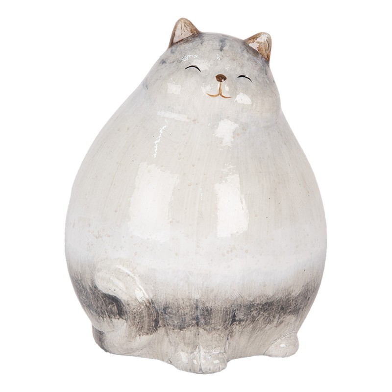 Clayre & Eef Image de décoration Chat 14x13x18 cm Gris Céramique