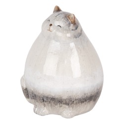 Clayre & Eef Dekorationsfigur Katze 14x13x18 cm Grau Keramik