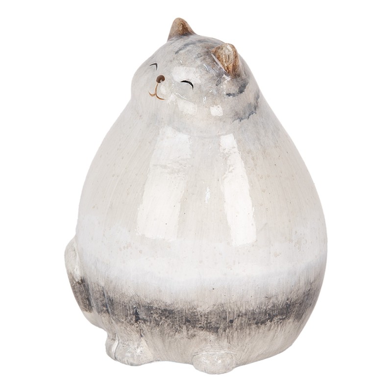 Clayre & Eef Image de décoration Chat 14x13x18 cm Gris Céramique