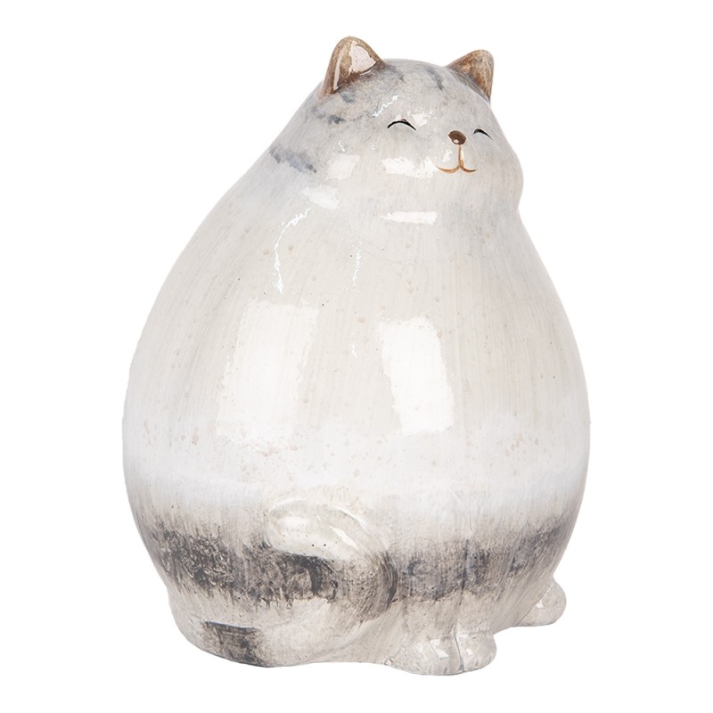 Clayre & Eef Image de décoration Chat 14x13x18 cm Gris Céramique