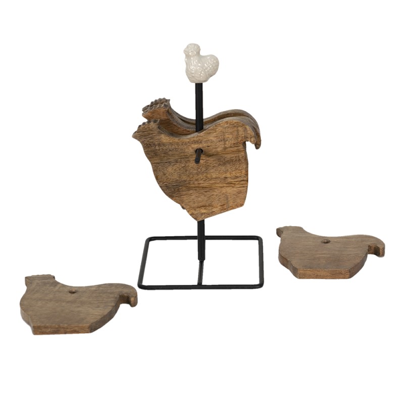 Clayre & Eef Coasters for Glasses Chicken 11x11x22 cm Brown Wood
