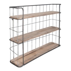 Clayre & Eef Scaffale da parete 85x20x64 cm Marrone Legno