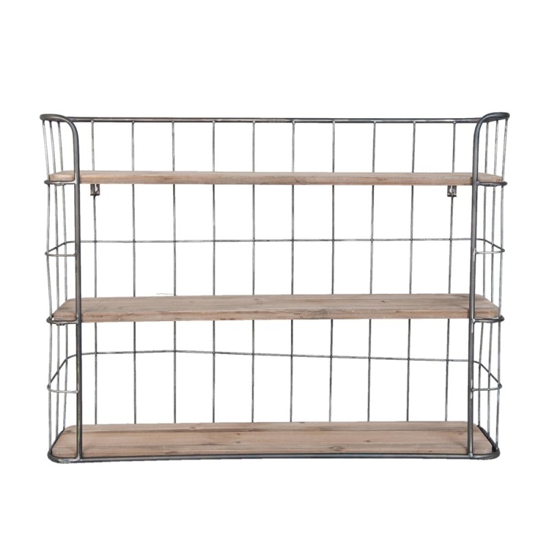 Clayre & Eef Scaffale da parete 85x20x64 cm Marrone Legno