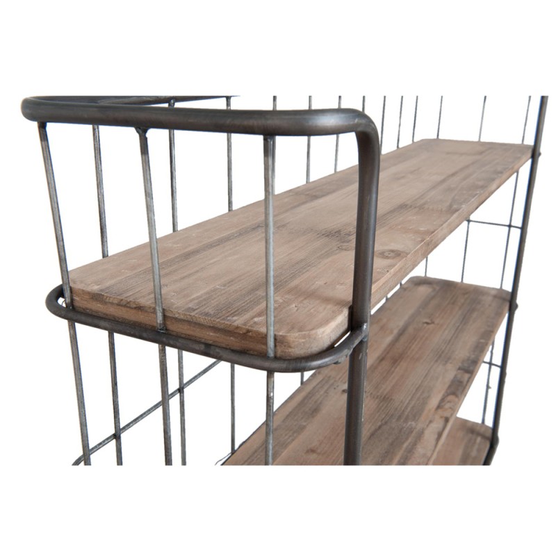 Clayre & Eef Scaffale da parete 85x20x64 cm Marrone Legno