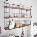 Clayre & Eef Scaffale da parete 85x20x64 cm Marrone Legno