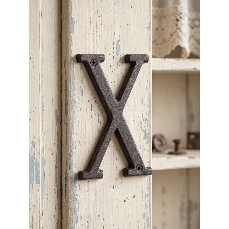 Clayre & Eef Lettre X en fer 13 cm Marron Fer