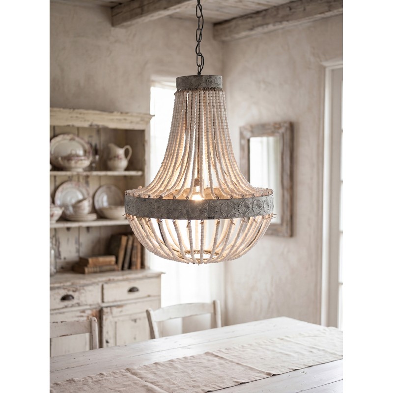Clayre & Eef Pendant Lamp Ø 54x72 cm Grey Iron