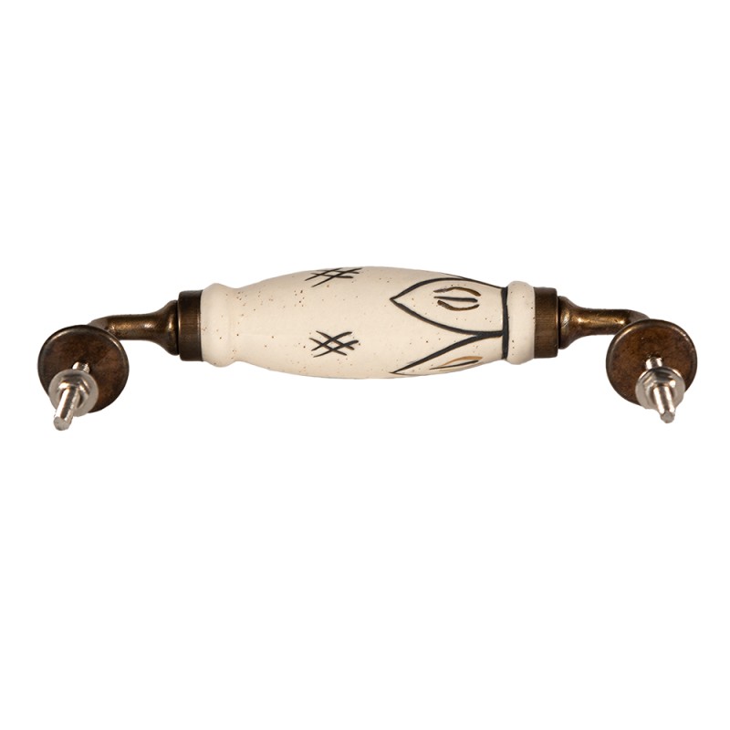 Clayre & Eef Handgreep 17 cm Wit Goudkleurig IJzer
