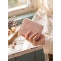 Clayre & Eef Brieftasche 11x9 cm Rosa Kunststoff Schlangenleder