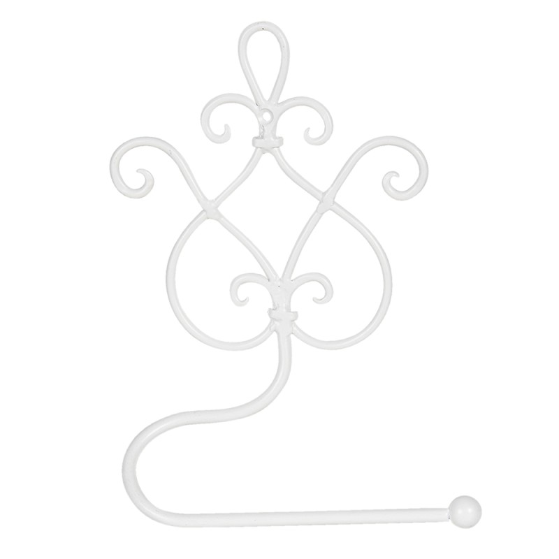 Clayre & Eef Portarotolo per WC 17x7x22 cm Bianco Ferro