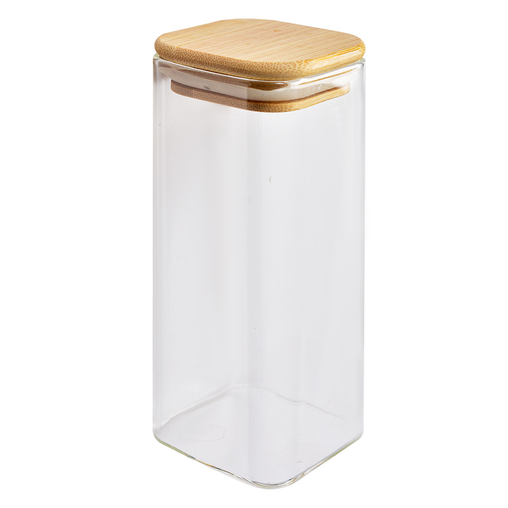 Clayre & Eef Voorraadpot 6x6x15 cm Transparant Glas afbeelding 1