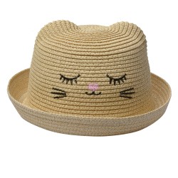 Clayre & Eef Hoed Kind Beige Papierstro Kat