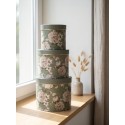 Clayre & Eef Hutschachtel 3er Set Ø 20x17 / Ø 17x15 / Ø 14x13 cm Grün Karton Blumen