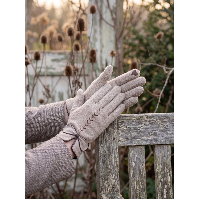 Clayre & Eef Winter Gloves 9x23 cm Beige Polyester