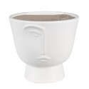 Clayre & Eef Bloempot Ø 17x15 cm Wit Keramiek Gezicht